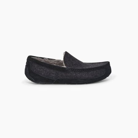 UGG Ascot Wool Black Slippers for Men (MLVQ41273)